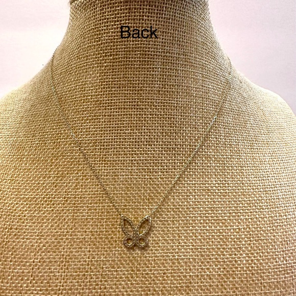 Vermeil - Gold over Sterling Silver 925 Necklace w/ CZ butterfly pendant dainty - Picture 7 of 11